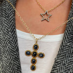 Load image into Gallery viewer, GEM CROSS PENDANT - IOLITE & CITRINE