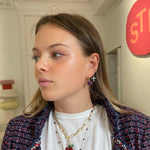 Load image into Gallery viewer, DIAMOND CROSS HANGING EARRING