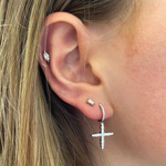 Load image into Gallery viewer, DIAMOND CROSS HANGING EARRING