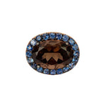 Load image into Gallery viewer, SMOKY QUARTZ AND BLUE SAPPHIRE GEM RING
