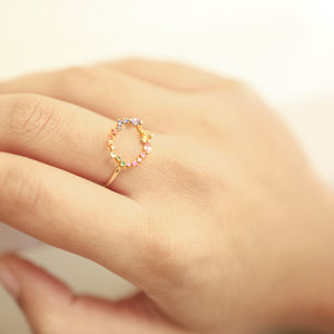 RAINBOW CASCADE ETERNITY CIRCLE CHARM RING