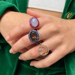 Load image into Gallery viewer, BLUE CHALCEDONY AND RUBY GEM RING
