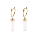 Load image into Gallery viewer, ROSE QUARTZ CRYSTAL HANGING EARRINGS
