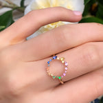 Load image into Gallery viewer, RAINBOW CASCADE ETERNITY CIRCLE CHARM RING
