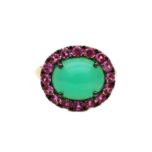 CHRYSOPRASE AND PINK SAPPHIRE GEM RING