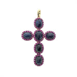 Load image into Gallery viewer, GEM CROSS PENDANT - IOLITE &amp; PINK SAPPHIRE
