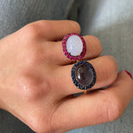 Load image into Gallery viewer, BLUE CHALCEDONY AND RUBY GEM RING

