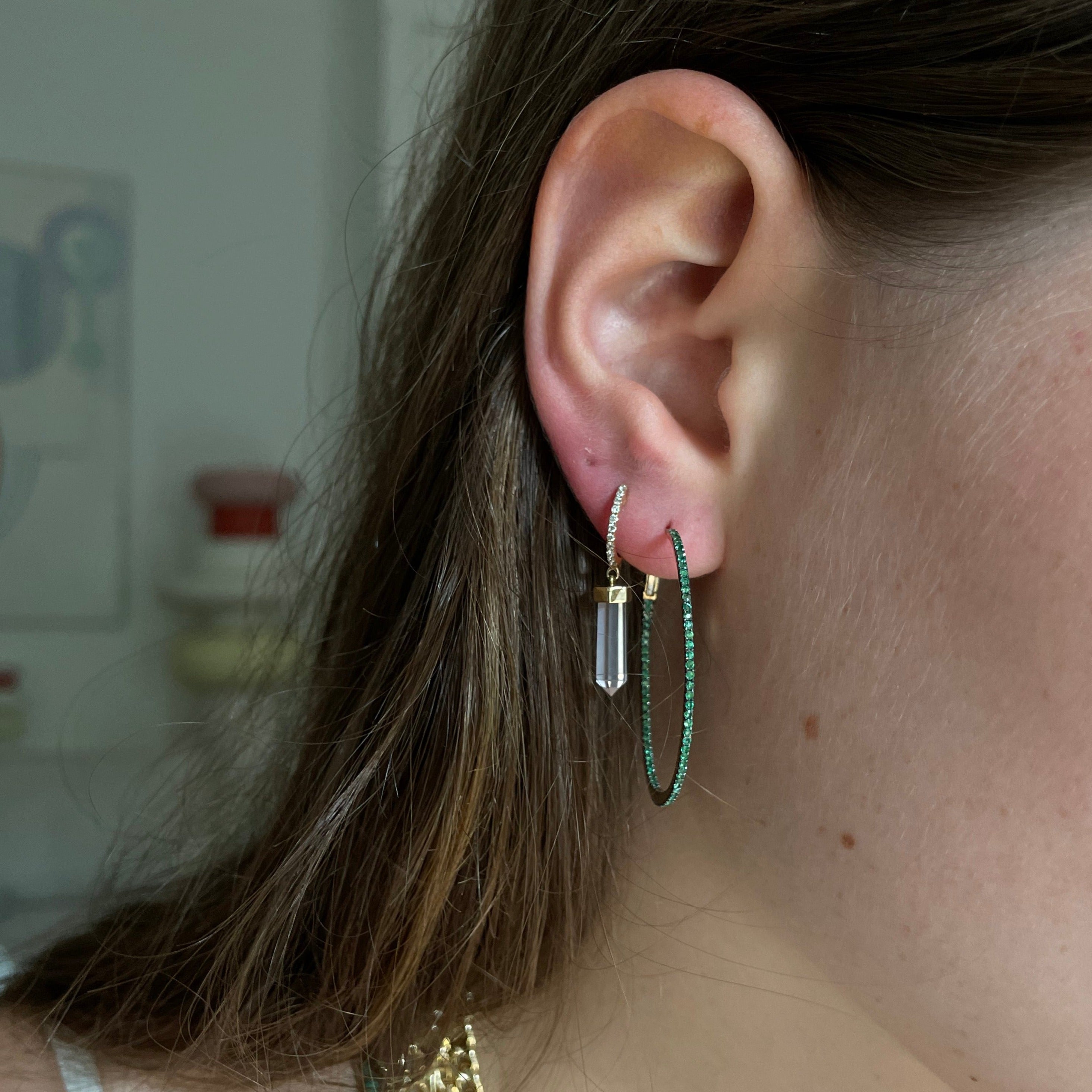 ROSE QUARTZ CRYSTAL HANGING EARRINGS