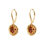 Load image into Gallery viewer, CORAL AND DIAMOND CABOCHON EARRINGS
