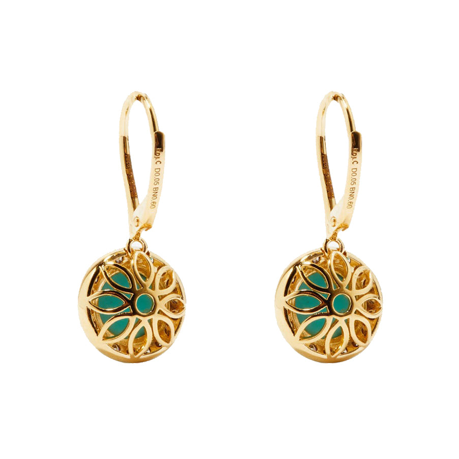 TURQUOISE AND DIAMOND CABOCHON EARRINGS