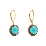 Load image into Gallery viewer, TURQUOISE AND DIAMOND CABOCHON EARRINGS
