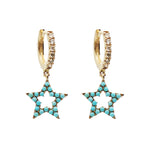 Load image into Gallery viewer, TURQUOISE AND DIAMOND STAR CHARM EARRINGS

