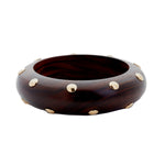Load image into Gallery viewer, ROUNDED GOLD STUDS EBONY BANGLE
