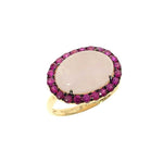 Load image into Gallery viewer, ROSE QUARTZ AND RUBY GEM RING
