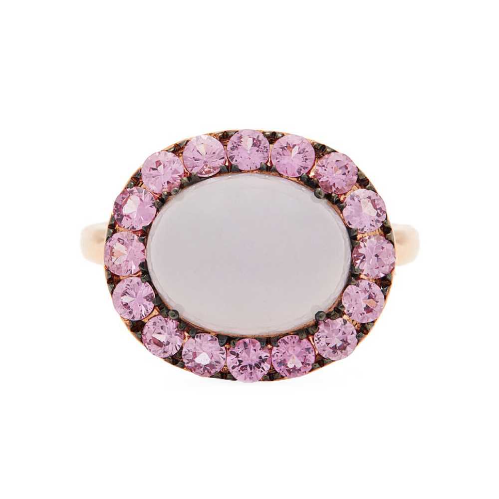 CHALCEDONY AND PINK SAPPHIRE GEM RING