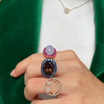 Load image into Gallery viewer, SMOKY QUARTZ AND BLUE SAPPHIRE GEM RING
